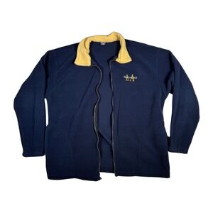Andy's Hollywood LA Logo Fleece Full Zip USA Made L Missing Zipper Blue Jacket